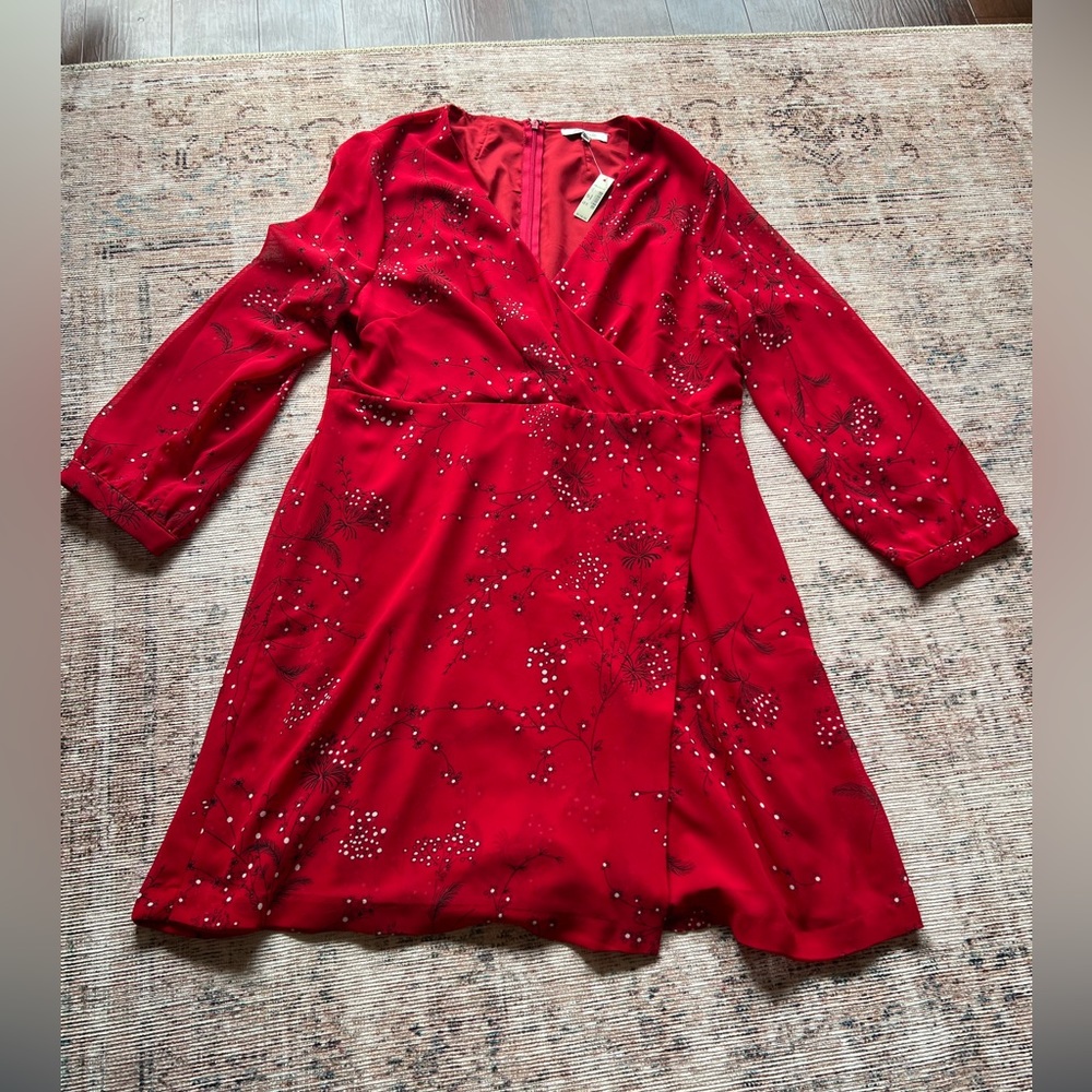 Madewell Red Floral Print Dress Size 14 NWT